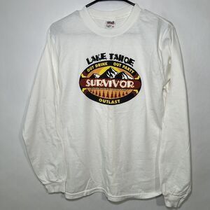 Vintage Y2K Survivor Lake Tahoe Anvil Long Sleeve T Shirt Mens Size Medium White
